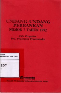 Undang Undang Perbankan Nomor 7 Tahun 1992