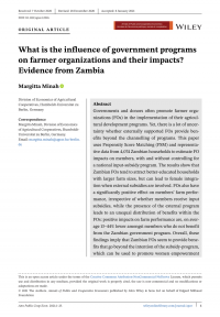 What is the influence of government programs on farmer organizations and their impacts? Evidence from Zambia